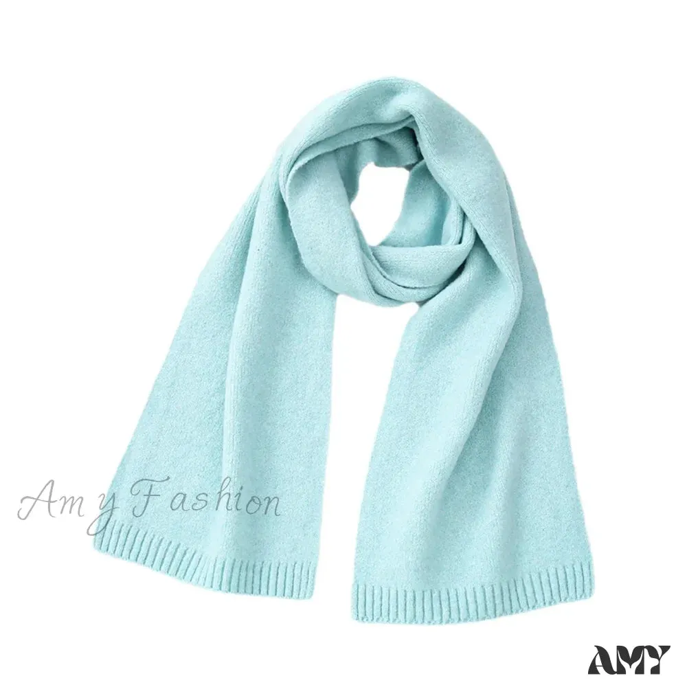 Wool Blend Solid Knitted Minimalist Imitation Cashmere Scarf